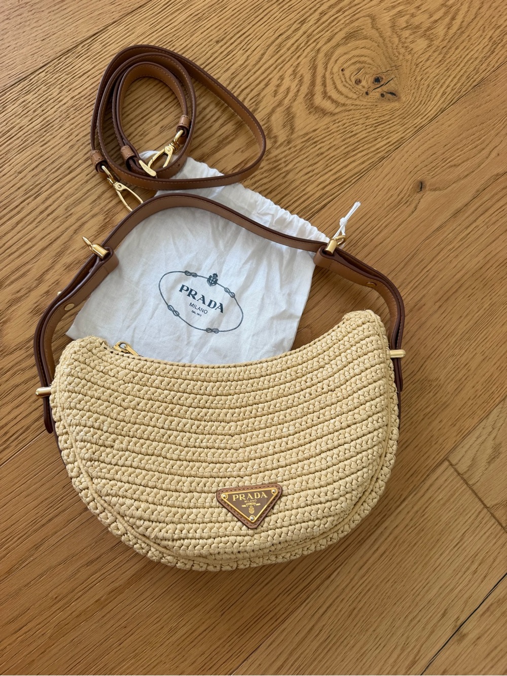Authentic Prada Arque crochet shoulder bag